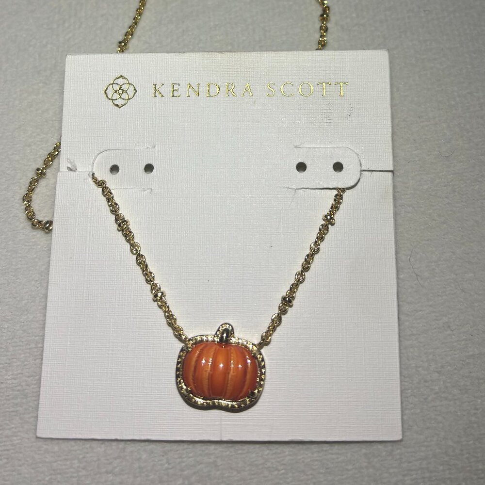Kendra Scott Gold and Orange Pumpkin Necklace